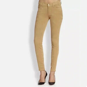 7 For All Mankind Women's Skinny Faux Suede Pants‎ Stretch Tan Boho New size 25